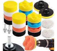 XFLYP 20 Pezzi Kit Lucidatrici Auto 3'', Tamponi di Spugna con Adattatore per Trapano M10, Tampone Lucidante Kit per Lucidare la Lana, Accessori Auto per Lucidatrice Automatica, Levigatura, Ceretta