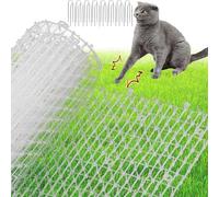 XFLYP Dissuasore per Gatti, 400x30cm Tappetino Repellente per Gatti, Plastica Repellente Gatti Anti Gatto Giardino Adatto Dissuasori per Gatti per Prato Giardino Interno Esterno & 16 Pioli U(Bianco)
