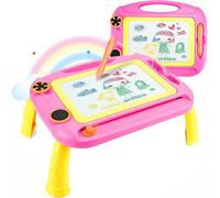 XFLYP Lavagna Magnetica per Bambina, Portatile Giocattoli Educativi con Le Gambe, Tavola da Disegno Cancellabile Lavagnetta Magica con 2 timbri magnetici, Regali per Bambini 1, 2, 3, 4 Ann(Rosso)