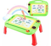 XFLYP Lavagna Magnetica per Bambina, Portatile Giocattoli Educativi con Le Gambe, Tavola da Disegno Cancellabile Lavagnetta Magica con 2 timbri magnetici, Regali per Bambini 1, 2, 3, 4 Anni(Verde)