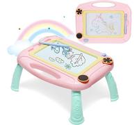 XFLYP Lavagna Magnetica per Bambina, Portatile Giocattoli Educativi con Le Gambe, Tavola da Disegno Cancellabile Lavagnetta Magica con 2 timbri magnetici, Regali per Bambini 1, 2, 3, 4 Anni