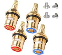 XFLYP Nucleo Valvola Rubinetto Ceramica Ottone, Coppia Valvole di Ricambio Acqua Calda e Fredda Ricambio Rubinetto in Ottone Rubinetto Valvola a Quarto di Giro G1 / 2" (2Paio Caldo e Freddo)