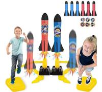 XFLYP Razzo Spaziale Giocattolo, Lanciarazzi Bambini Gioco a Due Giocatori con 6 Razzi di Schiuma, Lanciarazzi Giocattolo per Giochi Regalo Bambino 4 5 6 7 8 9 10 Anni Maschio