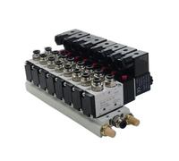 XFMZFUBD Elettrovalvola multivia combinata 4V210-08 Stazioni collettore DC12V 24V AC220V con raccordi 5 Porte 2 Posizioni(3 Stations)
