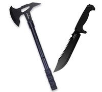Xforst Ascia Accetta X-TM2 + Coltello X-Mrec da giardino outdoor di alta qualità. Con impugnatura antiscivolo in gomma e lama fissa.