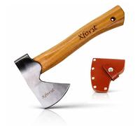 Xforst Hache Viking X-AG1 - Ascia da trekking e da esterno con manico in legno di Hickory e custodia protettiva in vera pelle - 27 cm - 0,67 kg