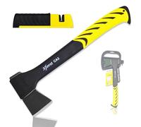 Xforst Set Ascia CA3 + Affilatore MA1 - Ascia da Taglio in Acciaio al Carbonio con Manico in Fibra di Vetro 36 cm + Affilatore in Ceramica per Asce e Coltelli - Ideale per Campeggio e Outdoor