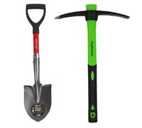 Xforst Set da giardinaggio con piccone e mini-pala, con manico in fibra di vetro e teste in acciaio forgiato, robusti e leggeri, ideali per giardinaggio, campeggio e prospezione. X-S800 & X-PF400.