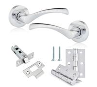XFORT Set di chiavistelli a leva su rosetta in cromo lucido, con cerniere con cuscinetti a sfera e un chiavistello tubolare, ideale per porte interne in legno per casa e ufficio.
