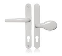 XFORT Uros Maniglia per porta bianca, (PZ 62/92 mm, distanza foro vite 211 mm, 243 mm complessivamente), leva offset in alluminio, maniglia per porta in UPVC.