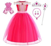 XFOZDM Vestito da Principessa Aurora Bambina Vestito La Bella Addormentata Ragazza con Accessori Costume Aurora Bambina per Carnevale Compleanno Halloween Feste Cosplay 5-6 Anni Rosa02 130
