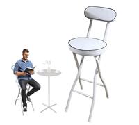 XFParts Cucina bianca moderna per la colazione pieghevole sgabello da bar con cornice da 26 pollici di seggiolone imbottito rotondo per adulti a barra alta con sgabelli eleganti sedute eleganti per