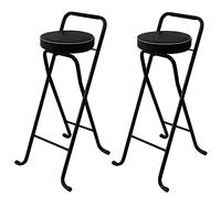XFParts Moderni rotondi rotondi sgabelli da bar pieghevole imbottiti set di 2 adulti seggioloncino per la colazione con sgabelli da banco da cucina (75 cm neri/nero/30 pollici) Enterprise powerfully
