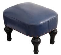XFParts Piccole pentole in pelle Ottoman per piccoli poggiapiedi per soggiorno blu pietra in legno divano divano di divano di divano a poggiapiedi powerfully