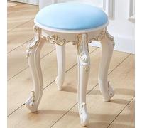 XFParts Sedia da trucco imbottita vintage con gambe in acciaio in plastica blu/oro sgabello da toeletta per spogliatoio/soggiorno/camera da letto elegante e confortevole seduta per trucco e vanità Usa