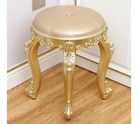 XFParts Sedia sgabelli vanity vintage con gambe intagliate sgabello da trucco rotondo per carico camera da letto cuscinetto da 240 libbre di colore oro da 17 ". powerfully