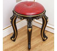 XFParts Sedia sgabello vanity vintage con gambe intagliato sgabello da trucco rotondo per carico camera da letto cuscinetto da 240 libbre sedile in velluto rosso 17 "Enterprise di altezza powerfully