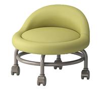 XFParts Sgabelli rotanti portatili con supporto posteriore ottomano sedile rotolante corto con ruote per caster girevoli e PU Leather Yellow Color Enterprise powerfully