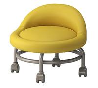 XFParts Sgabelli rotolanti con supporto alla schiena e ruote girate per mobilità poggiapiede ottomane per sgabello a sedile corto di comfort con PU in pelle gialla enterprise powerfully