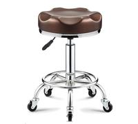 XFParts Sgabelli rotondi con poggiapiedi, sedia da salone girevole sedia regolabile con sgabelli da massaggio sgabelli con sedile cusciato in pelle oro in metallo cromata, caffè (caffè) powerfully