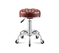 XFParts Sgabelli Rotondi con Ruote e Sedile più Forte, Altezza Regolabile PU sgabelli in Pelle PU Sgabello con poggiapiedi per Massaggio Girevole Spa per Parrucchiere Salone Stoo Rosso, Rosso (Rosso)