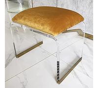 XFParts Sgabello acrilico con sedile imbottito in velluto, tavolo da tavolo da capo quadrato acrilico chiaro, moderno sgabello piccolo sgabello corto sgabello sala vanità sgabello powerfully