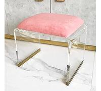 XFParts Sgabello acrilico con sedile imbottito in velluto, tavolo da tavolo da capo quadrato acrilico chiaro, moderno sgabello piccolo sgabello corto sgabello sala vanità sgabello powerfully