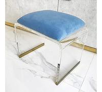 XFParts Sgabello acrilico con sedile imbottito in velluto, tavolo da tavolo da capo quadrato acrilico chiaro, moderno sgabello piccolo sgabello corto sgabello sala vanità sgabello powerfully