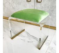 XFParts Sgabello acrilico con sedile imbottito in velluto, tavolo da tavolo da capo quadrato acrilico chiaro, moderno sgabello piccolo sgabello corto sgabello sala vanità sgabello powerfully
