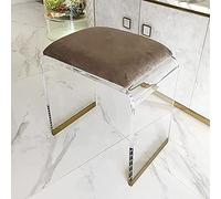 XFParts Sgabello acrilico con sedile imbottito in velluto, tavolo da tavolo da capo quadrato acrilico chiaro, moderno sgabello piccolo sgabello corto sgabello sala vanità sgabello powerfully