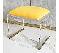 XFParts Sgabello acrilico con sedile imbottito in velluto, tavolo da tavolo da capo quadrato acrilico chiaro, moderno sgabello piccolo sgabello corto sgabello sala vanità sgabello powerfully