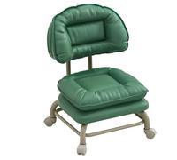 XFParts Sgabello basso con ruota universale in pelle PU, sgabello a bassa altezza con ruote girevoli a 360°, sgabello per casa, ufficio, garage, negozio (verde scuro)