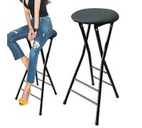 XFParts Sgabello da bar alto pieghevole con schienale e poggiapiedi pesanti sgabelli rotondi pieghevoli da 300 libbre cucina colazione sgabello bianco 70 cm/28 pollici impresa powerfully