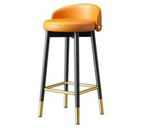 XFParts Sgabello da bar moderno da banco da cucina con schienale da 25,59 "/29,52" sedia da pranzo rotonda al alta gambe e poggiapiedi in oro nero per il bancone della casa sgabelli da banco