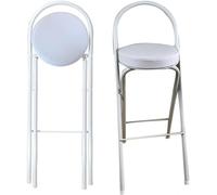 XFParts Sgabello da bar per la colazione pieghevole con supporto posteriore e poggiapiedi 26 "30" sede imbottito rotondo regolabile per casa da cucina festa bianca 70 cm/28 pollici Enterprise