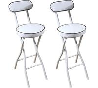XFParts Sgabello da bar pieghevole moderno con schienale alto da cucina per la colazione sedile imbottito sedia da bancone gambe in metallo poggiapiedi bianco 24 pollici impresa potente