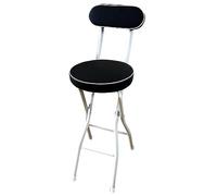 XFParts Sgabello da bar pieghevole portatile con anteprima sedia pieghevole per adulti sedile imbottita 22/26 pollici 55/60/65 cm sgabello pieghevole per l'isola da cucina esterna in bianco e nero