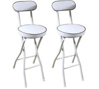XFParts Sgabello da bar pieghevole portatile con schienale per la colazione contropiede cucina imbottita sedia da 26 pollici set bianco di 2 aziende powerfully