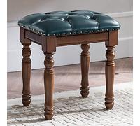 XFParts Sgabello da trucco con gambe in legno massello, seduta imbottita spessa per bagno camera da letto, elegante e confortevole, panca da toeletta impresa potente