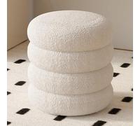 XFParts Sgabello di vanità in tessuto agnello pouf per rotta per il trucco imbottito sedile a riposo sgabello per soggiorno camera da letto estetica e mobili funzionali aziendali powerfully