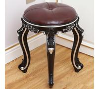 XFParts Sgabello di vanità Vintage 17 '' con gambe intagliate sedia da trucco rotonde rivestito per supporti per la camera da letto fino a 240 libbre di colore marrone scuro powerfully