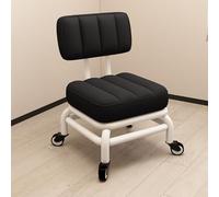 XFParts Sgabello girevole a 360° con schienale e seduta in pelle PU, altezza ridotta, ideale per casa, giardino, ufficio, garage e negozi