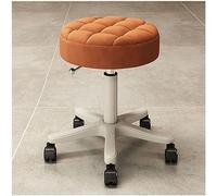 XFParts Sgabello in pelle in pelle con ruote silenziose sgabello girevole regolabile con cuscini rotondi addensati per la stesura del tatuaggio del salone e l'ufficio usa un'impresa arancione