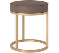 XFParts Sgabello ottomano in pelle oro moderna con sedile imbottita e base di vanità elegante in metallo e sgabello da poggiapiedi per soggiorno o camera da letto powerfully