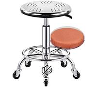 XFParts Sgabello rotondo rotondo da 440 IB con carico, sgabello da lavoro in acciaio inossidabile pesante, sgabello da laboratorio di altezza regolabile con ruote, gradini s grey1, grigio (arancione)