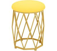 XFParts Vanity - Sgabello poggiapiedi rotondo in velluto, moderno, imbottito, con gambe in metallo dorato, sgabello da toeletta nordico, sgabello da trucco da toeletta (colore: E)