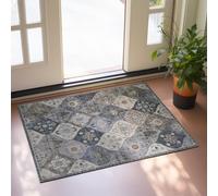 Xfrog Tappeto marocchino floreale, 60 x 110 cm, tappeto per ingresso, antiscivolo, lavabile, piccolo, ultra morbido, stampa anticata, vintage, a pelo corto, per interni, ingresso, cucina, bagno