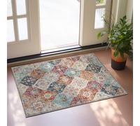 Xfrog Tappeto marocchino floreale, 60 x 110 cm, tappeto per ingresso, antiscivolo, lavabile, piccolo, ultra morbido, stampa antica, vintage, a pelo corto, per interni, ingresso, cucina, bagno