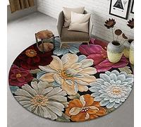 XFSHKJS Fiori Classici Tappeto Rotondo Area Rotonda 80cm 100 cm 120 cm 140 cm 160 cm 180cm 200 cm Moquette per Soggiorno Camera da Letto Camera da Letto Camera da Letto Divano Antiscivolo