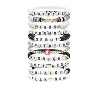 XFSRG 11 Pezzi Braccialetti Dell'amicizia Set con Lettere e Perline Rotonde Set Dell'amicizia Lettere Braccialetti con Perline Heishi (Set F)